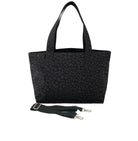 Monogram Stripe - Midi Zipper Tote: Black Leopard - Quilted Koala