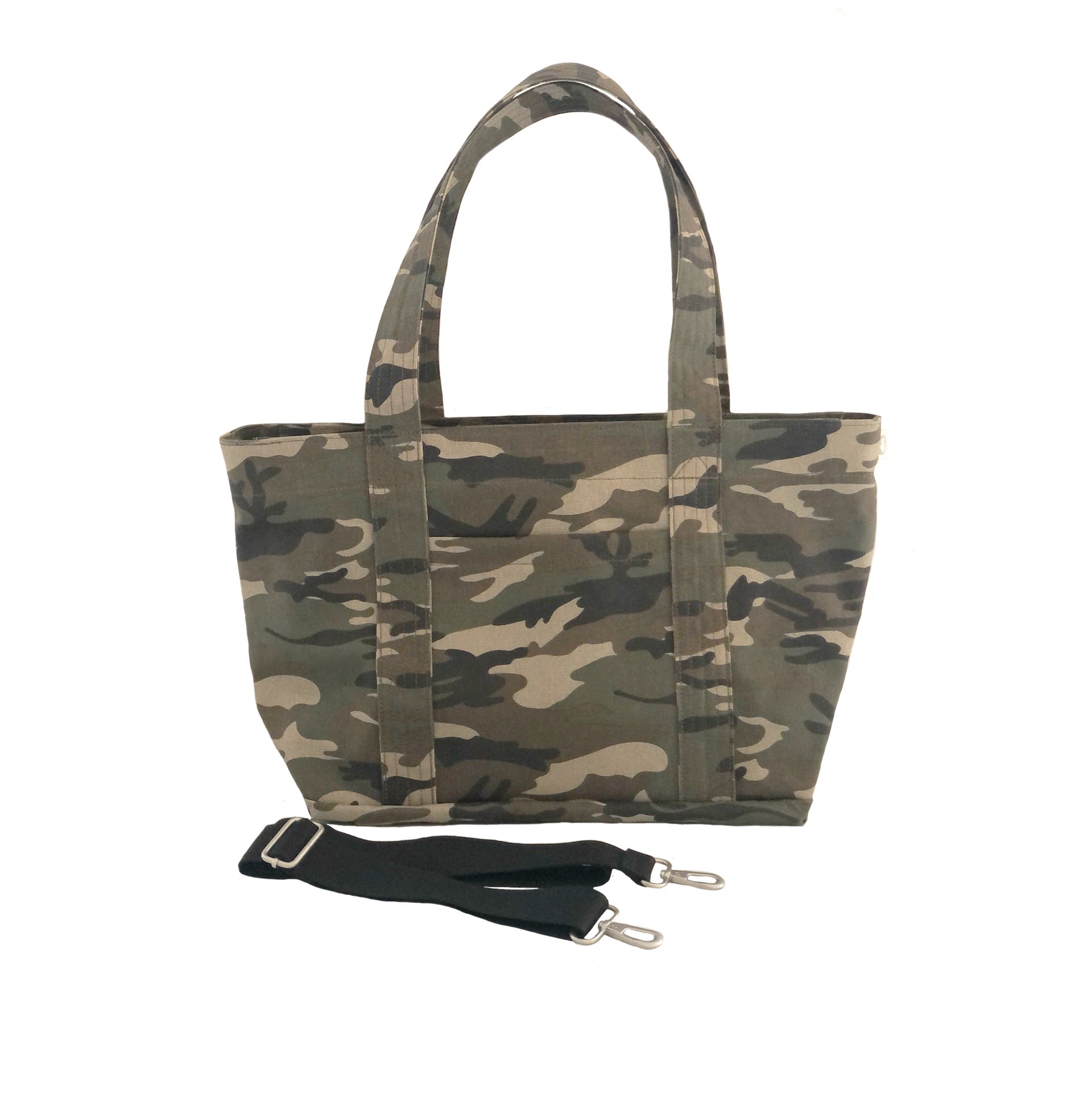 Split Letter Monogram - Midi Zipper Tote: Green Camo - Quilted Koala