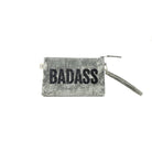 Mini Luxe Clutch with Wristlet: Grey Crushed Velvet with Black Glitter BADASS - Quilted Koala