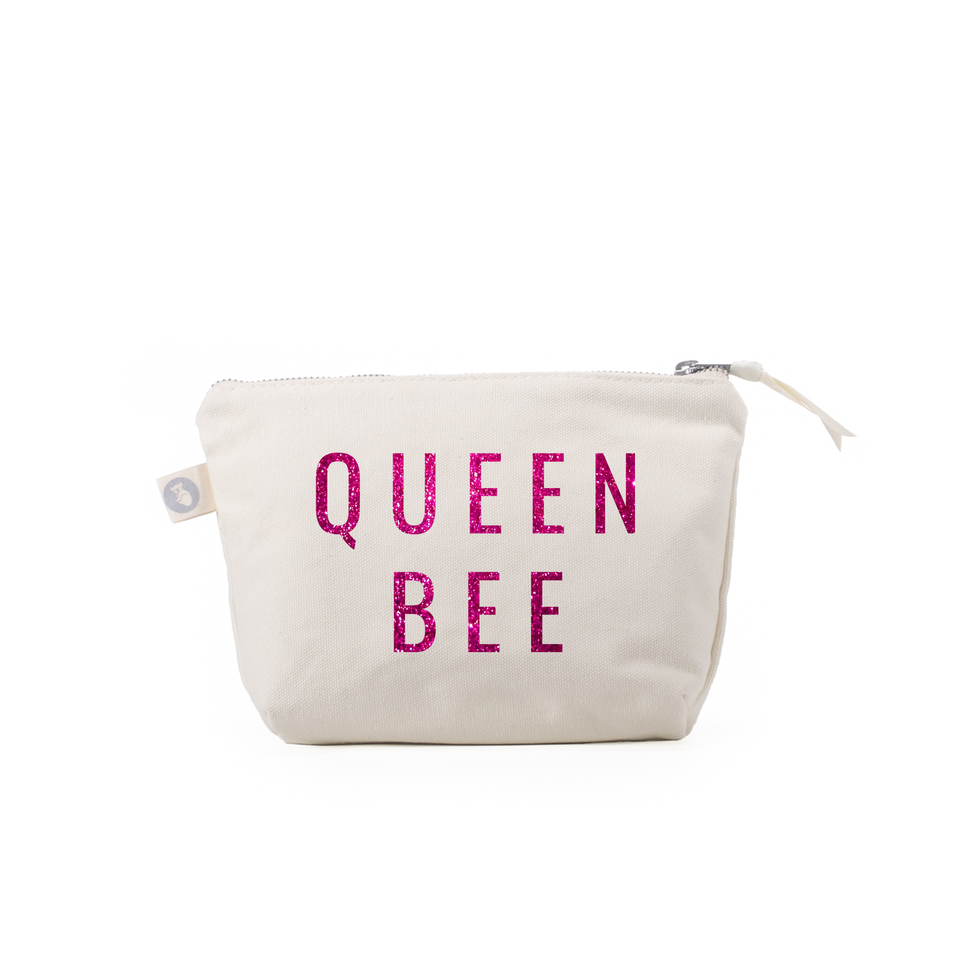 QUEEN BEE: Makeup Bag Natural Kanvas with Pink Glitter - Quilted Koala