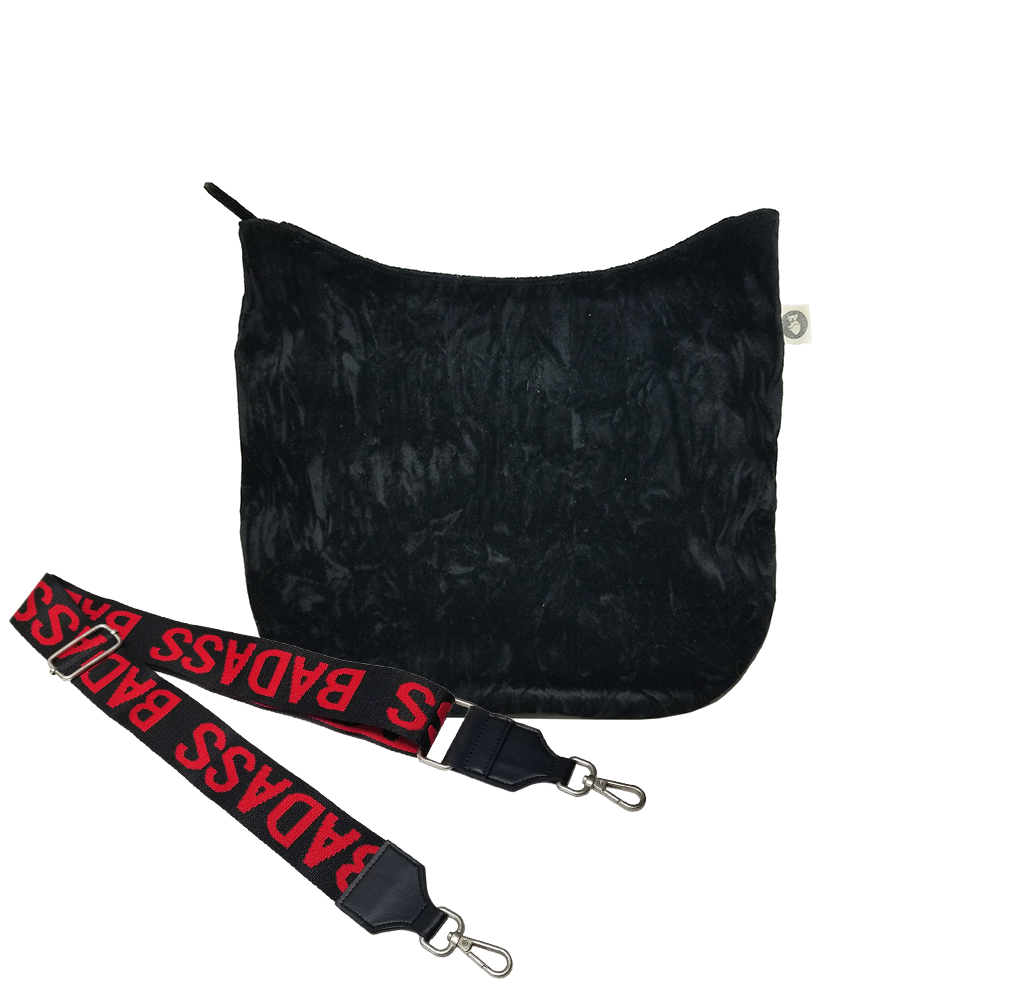 Mini City Bag: Black Crushed Velvet - Quilted Koala