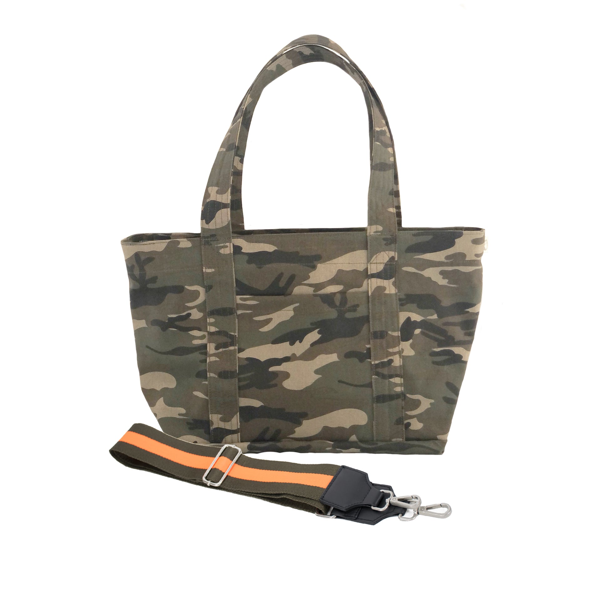 Split Letter Monogram - Midi Zipper Tote: Green Camo - Quilted Koala