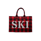 SKI Collection: East West Bag Red Flannel Plaid with Silver SKI - Quilted Koala