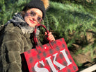 SKI Collection: East West Bag Red Flannel Plaid with Silver SKI - Quilted Koala