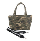 Split Letter Monogram - Midi Zipper Tote: Green Camo - Quilted Koala