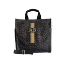 Monogram Stripe: Luxe North South Bag- Black Leopard - Quilted Koala