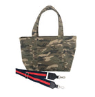 Split Letter Monogram - Midi Zipper Tote: Green Camo - Quilted Koala