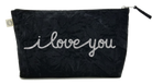 I Love You Collection: Clutch in Black Crushed Velvet with Silver Glitter - Quilted Koala