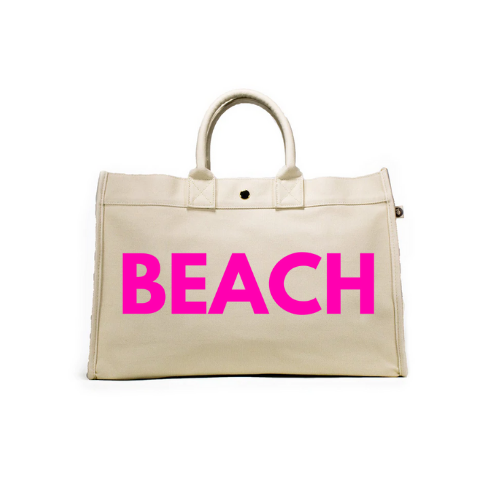 East West Bag: Natural with Neon Pink BEACH NEW - Quilted Koala