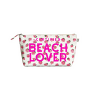 Clutch Bag: White Floral - Neon Pink Certified Beach LOVER - Quilted Koala