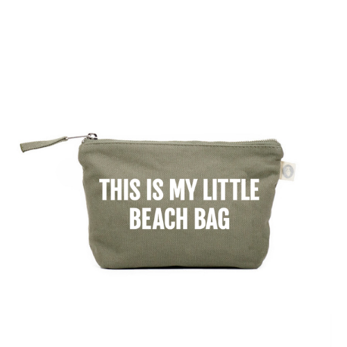 Makeup Bag Olive with White Matte This is my Little Beach Bag - Quilted Koala