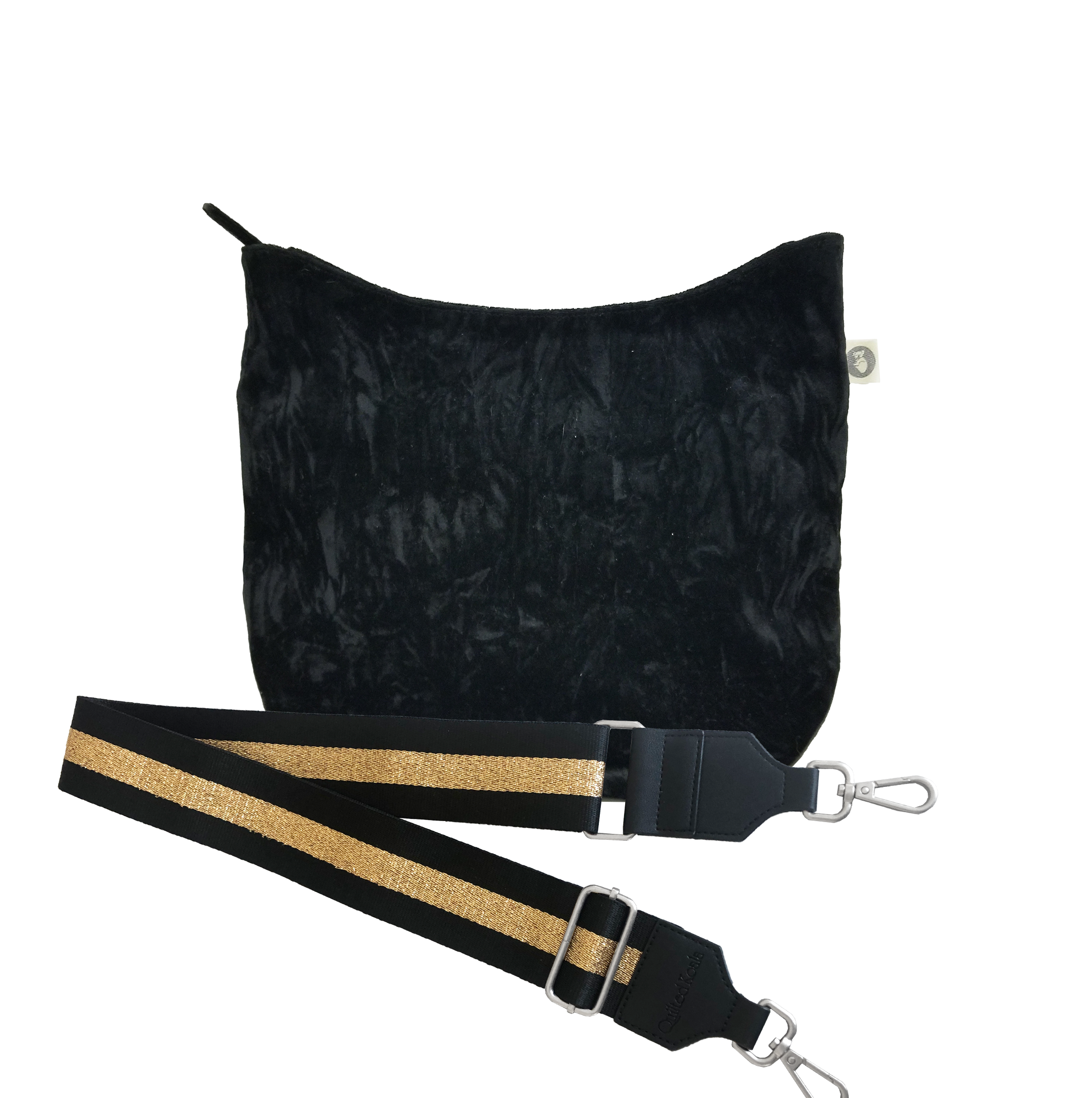 Mini City Bag - Black Velvet + FREE Black/Gold Stripe Luxe Strap - Quilted Koala