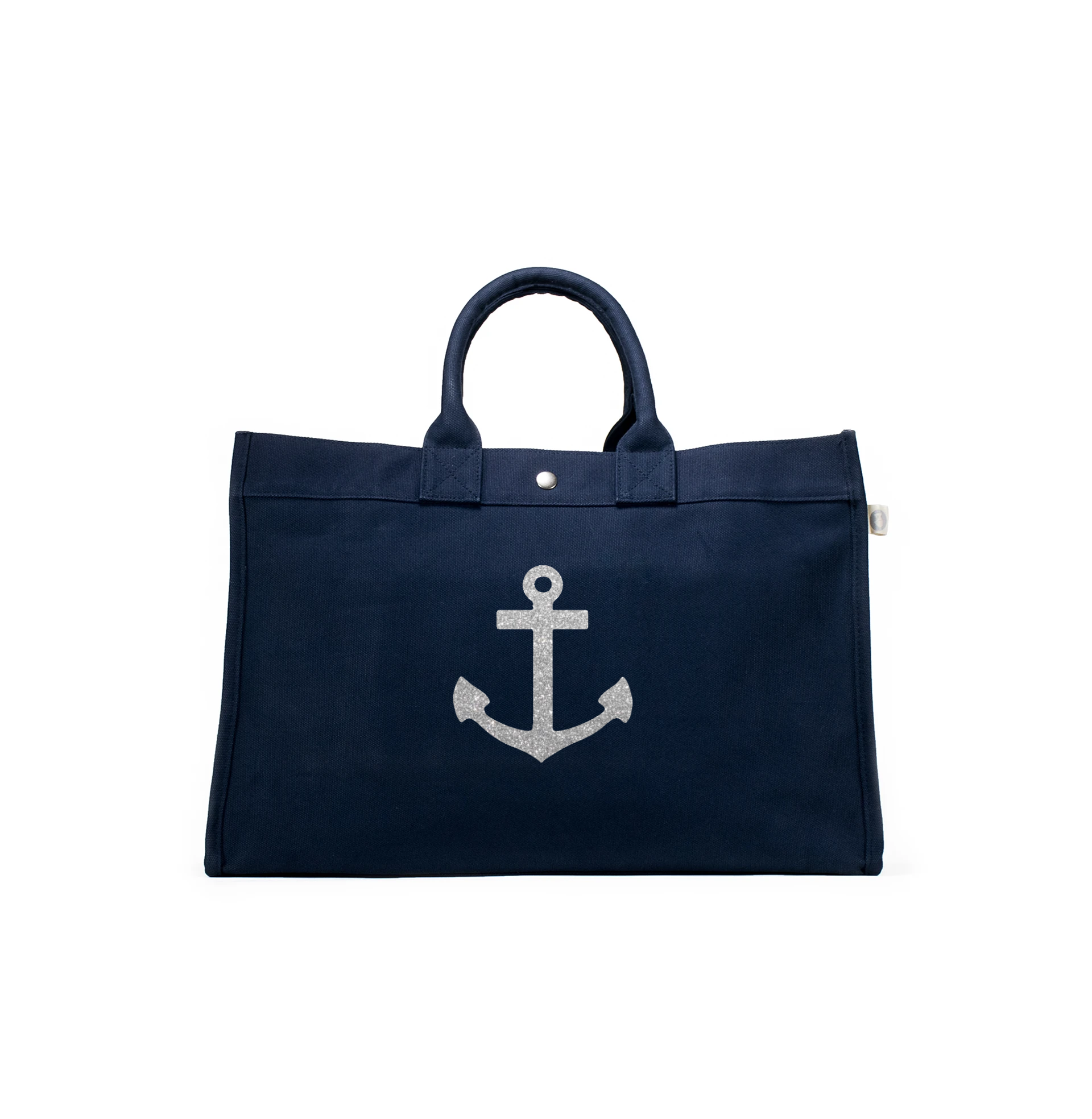 East West Bag: Navy with Silver Anchor - Quilted Koala