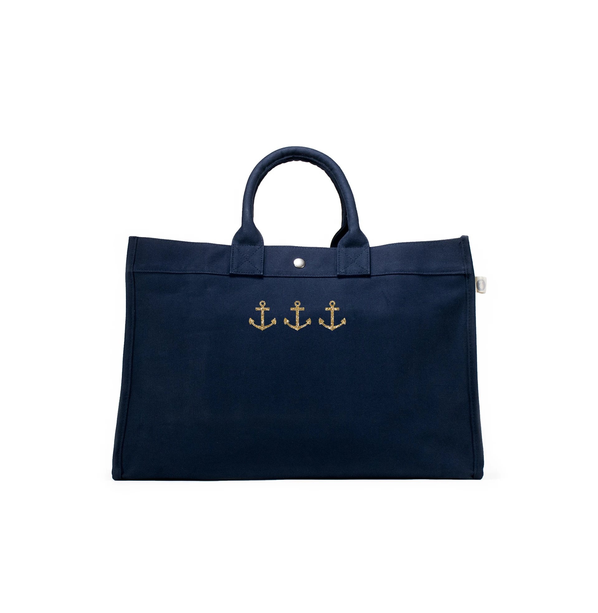 East West Bag: Navy with Gold Whale - Quilted Koala