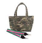 Split Letter Monogram - Midi Zipper Tote: Green Camo - Quilted Koala