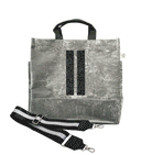 Monogram Stripe Luxe North South: Grey Crushed Velvet - Quilted Koala