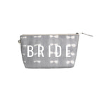 Clutch Bag: Grey Shibori with White Matte BRIDE - Quilted Koala