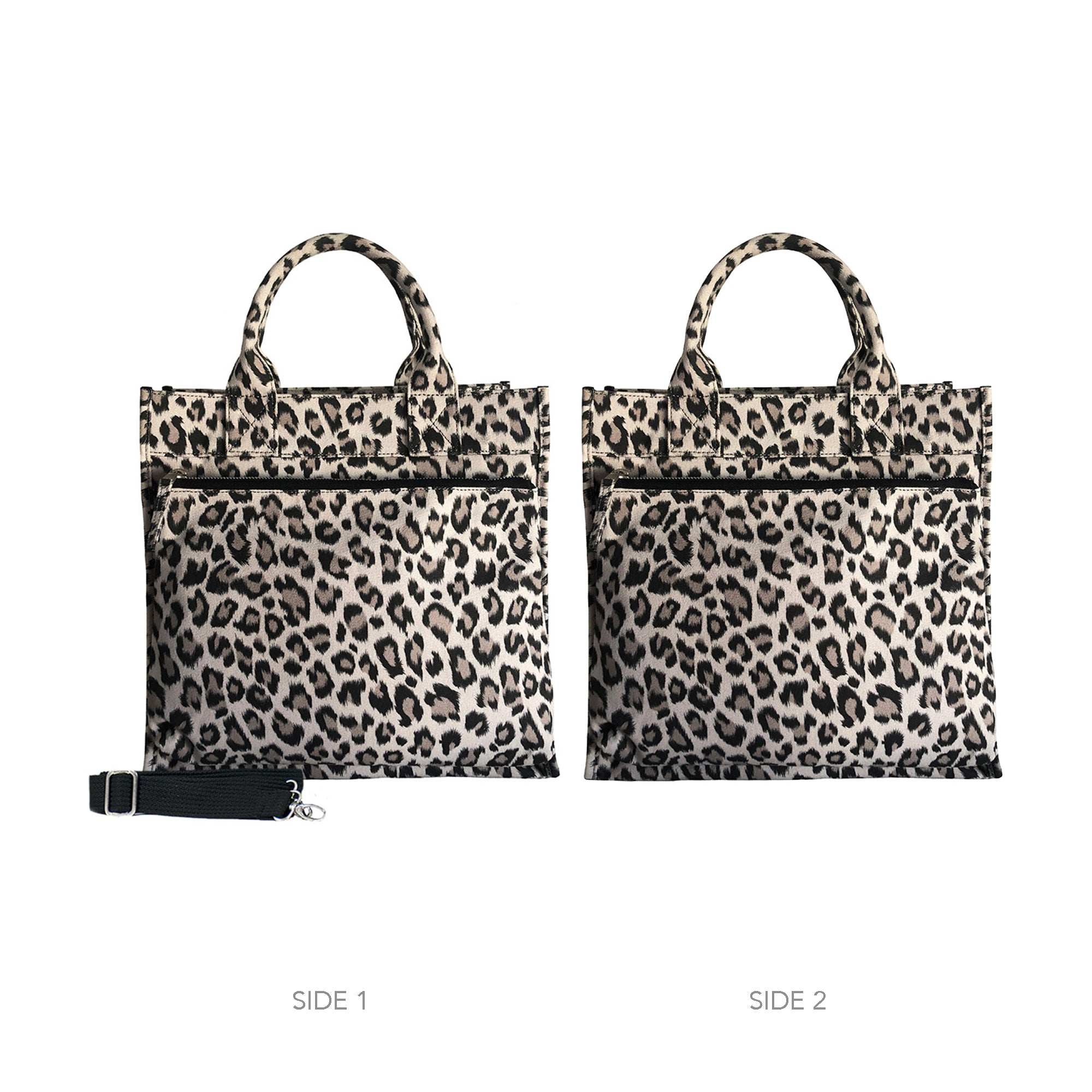 Midi Zipper Tote: Black Leopard Coated Canvas Just $78 with FREE STRAP –  Quilted Koala