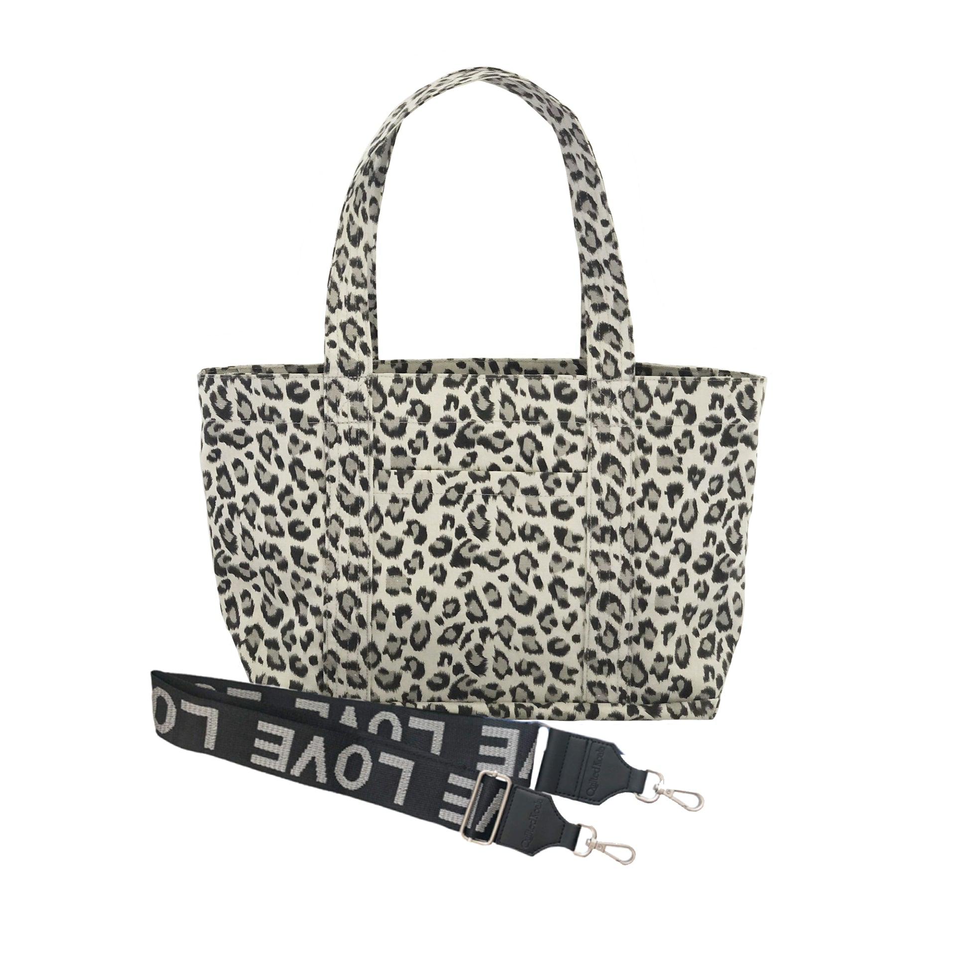 Monogram Stripe - Midi Zipper Tote: Leopard Just $78 with FREE LUXE STRAP - Quilted Koala