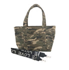 Split Letter Monogram - Midi Zipper Tote: Green Camo - Quilted Koala