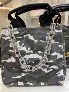 Grey Camo Mini Luxe North South Bag + FREE Silver Chain - Quilted Koala