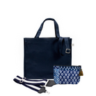 Navy Magazine Bag with Navy/White Strap & Blue Boho Makeup Bag (Only $64, plus a FREE Strap + Makeup Bag with code:FALL64) - Quilted Koala