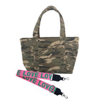 Split Letter Monogram - Midi Zipper Tote: Green Camo - Quilted Koala