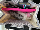 Luxe North South Bag- Grey Leopard with Silver Crystal Evil Eye - Quilted Koala