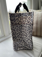 Luxe North South Bag- Grey Leopard with Silver Crystal Evil Eye - Quilted Koala