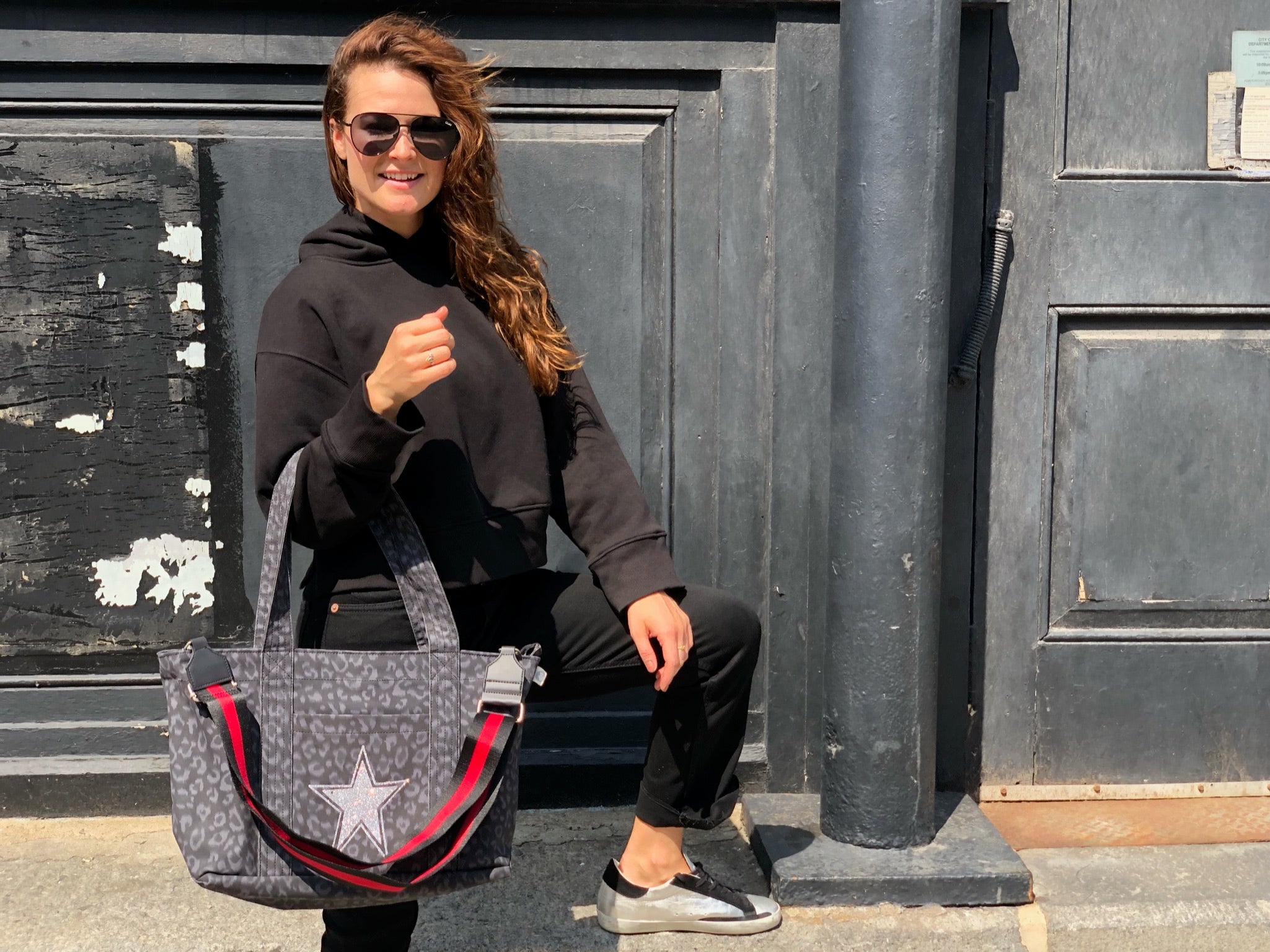 Midi Zipper Tote: Black Leopard Coated Canvas Just $78 with FREE
