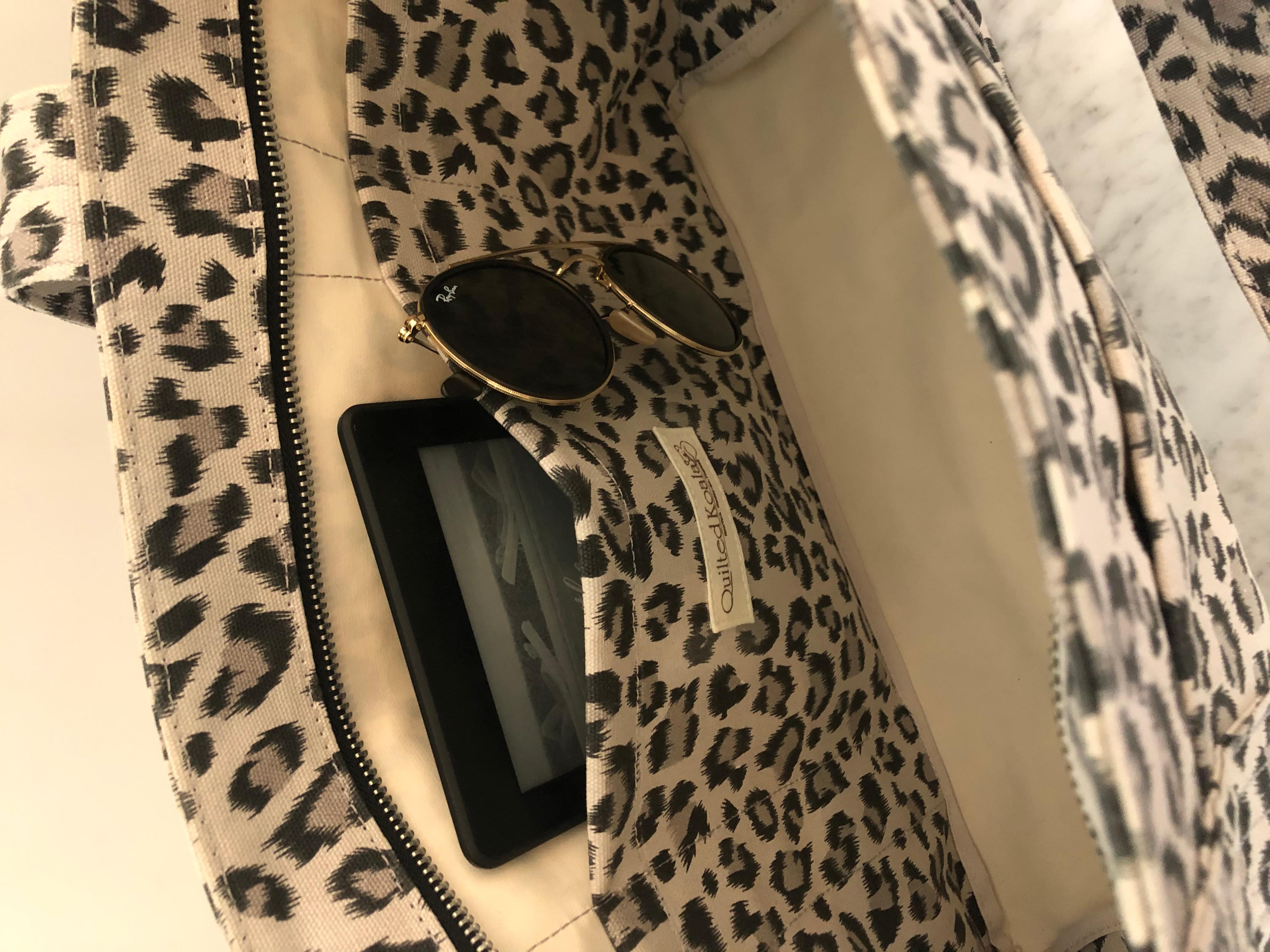 Leopard Midi Zipper Tote + FREE Neon Orange Tassel - Quilted Koala
