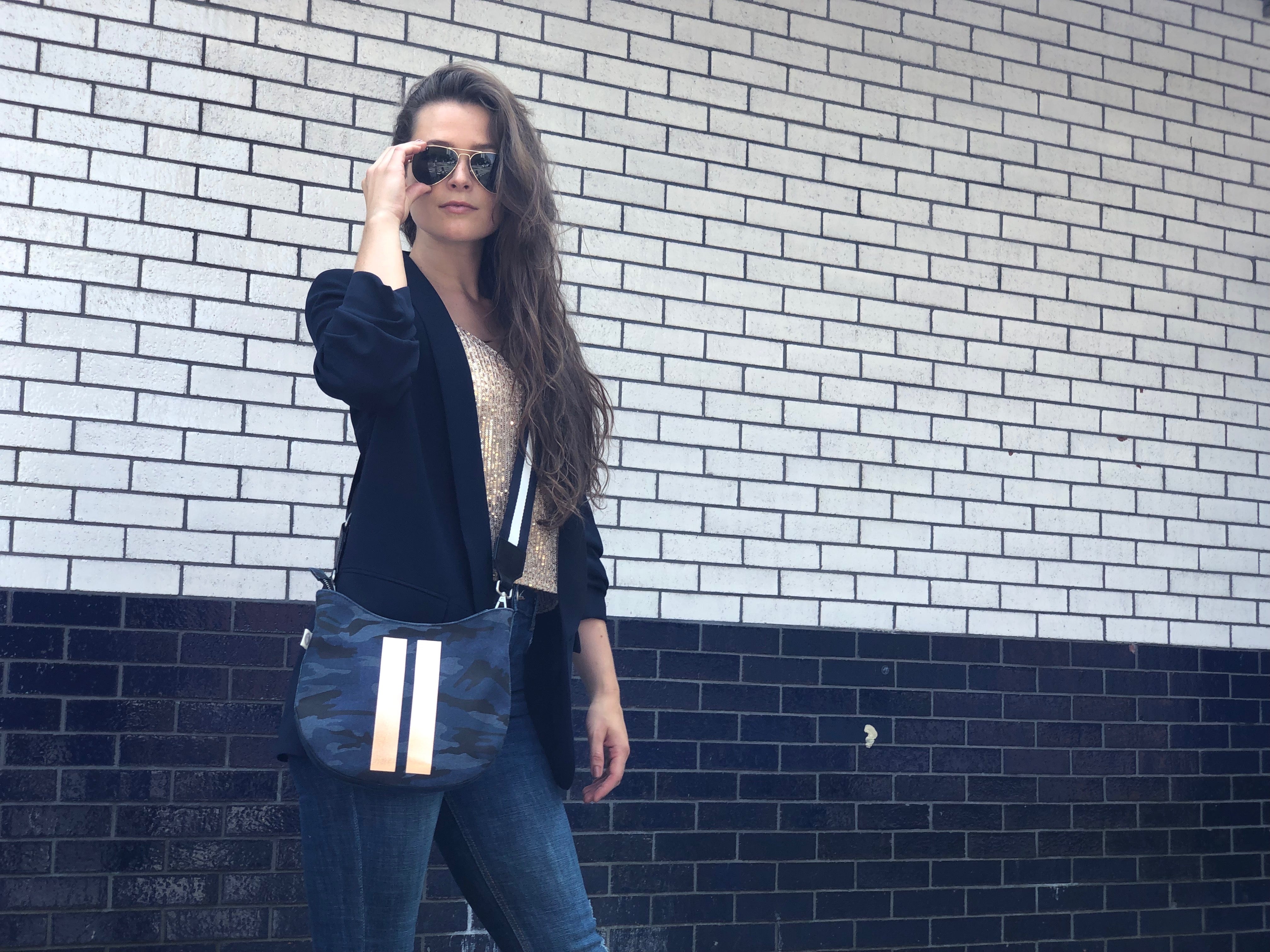 Mini City Bag: Dark Blue Camouflage - Quilted Koala