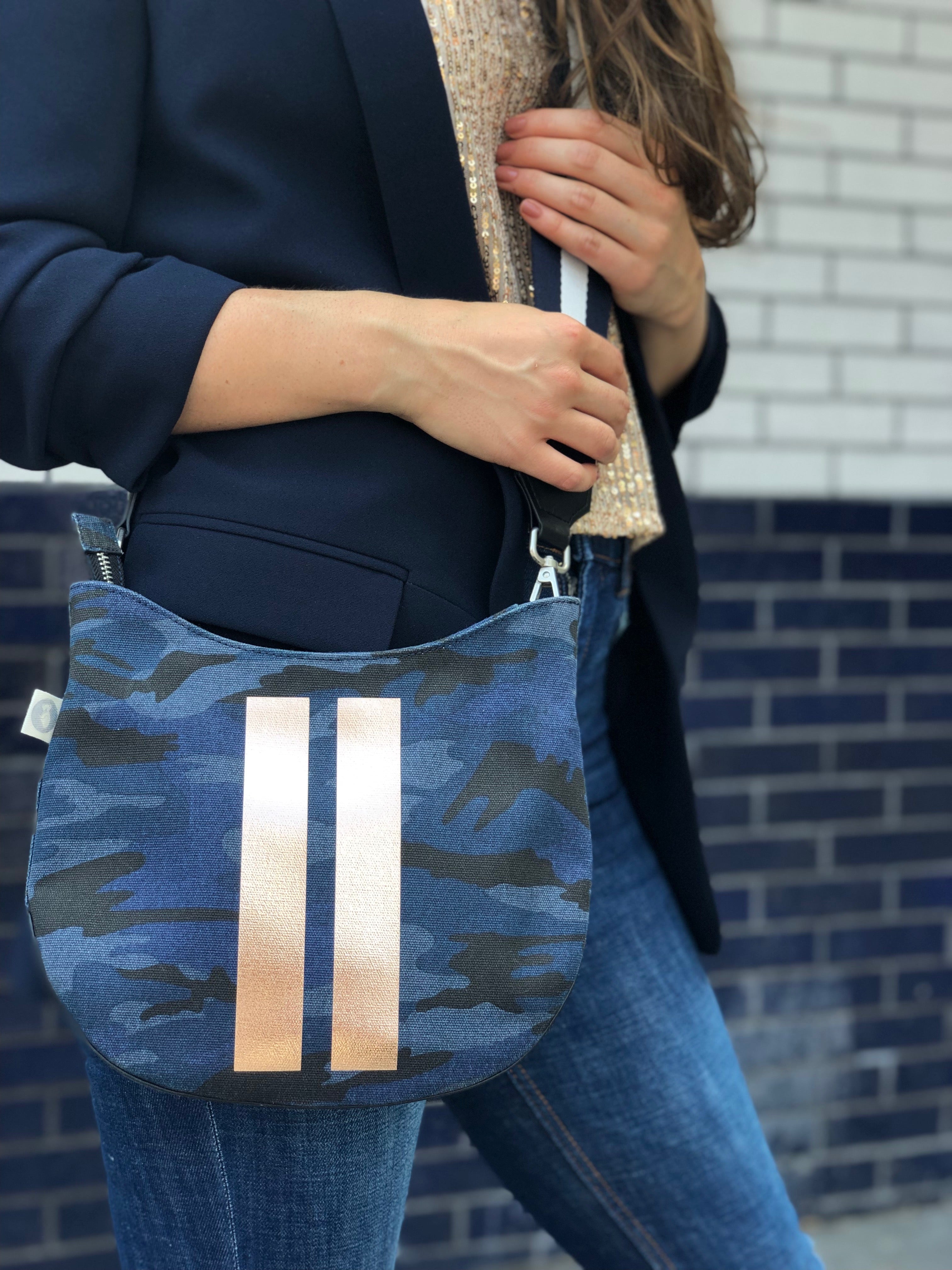 Mini City Bag: Dark Blue Camouflage - Quilted Koala