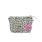 Makeup Bag Leopard with Neon Pink Scatter Butterflies - Quilted Koala